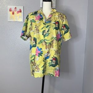 Fun Hawaiian Jamaican banana button down shirt